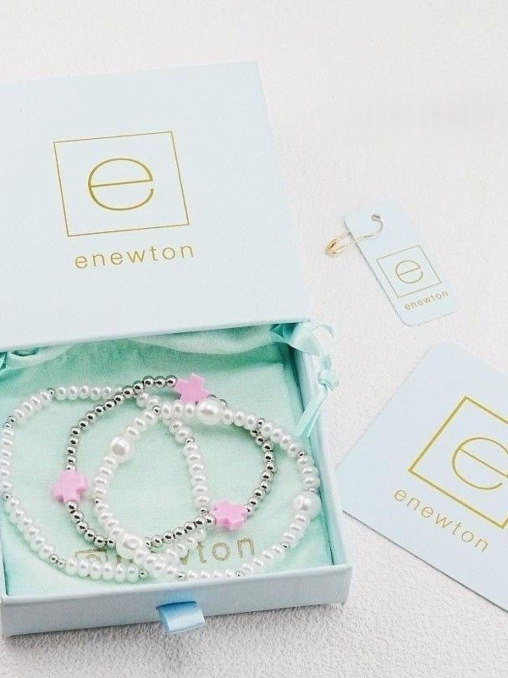 Enewton Pink Star Pearl & Silver Bead Bracelet Set for Women